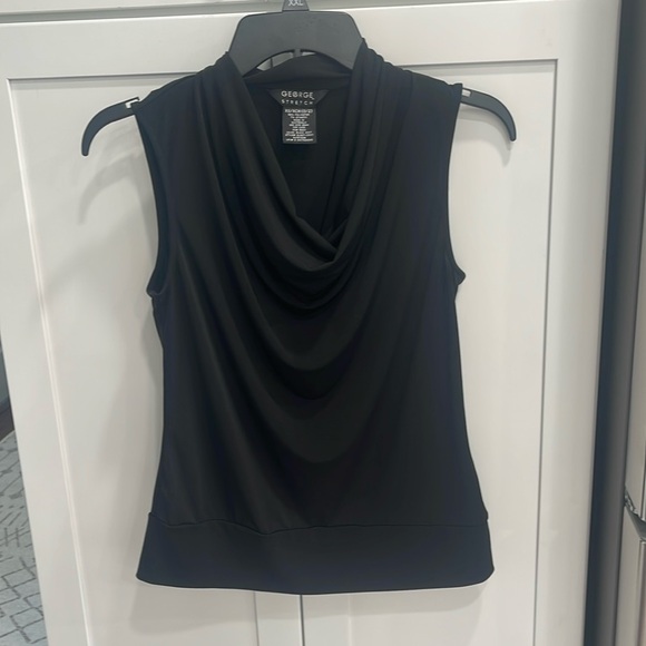 George stretch women’s XS black sleeveless lightweight dressy shell with band - Picture 1 of 11